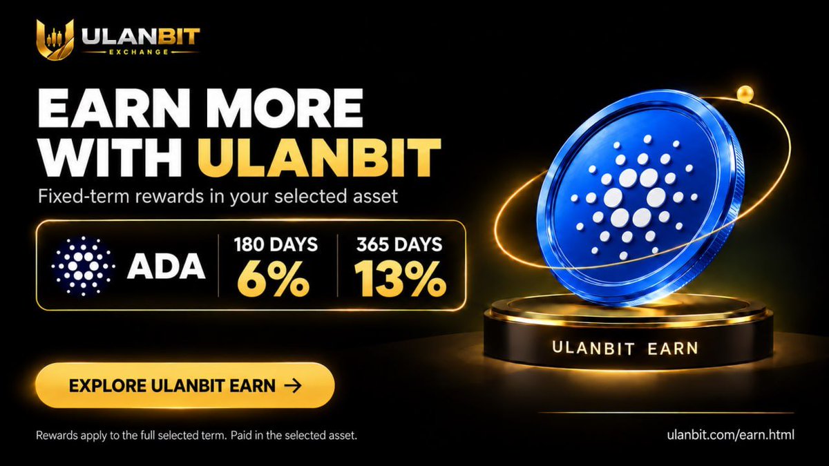 ULANBIT Earn - ADA: 180 days 6%, 365 days 13%.