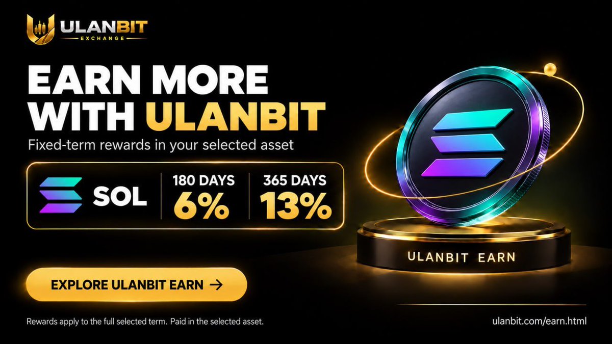 ULANBIT Earn - SOL: 180 days 6%, 365 days 13%.